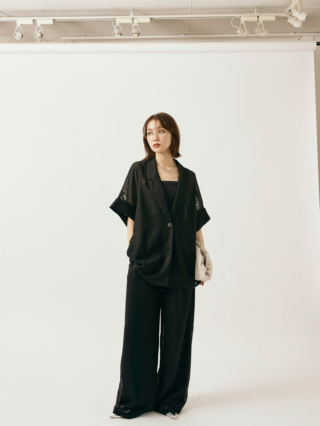 【Allure】[SET]メッシュハーフテーラードジャケット+メッシュハーフテーラードジャケット(2set)