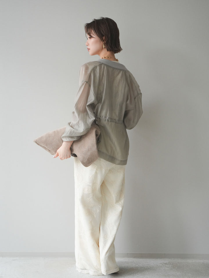 [SET]レース刺繍サロペット+ドロストシアーブルゾン(2set)