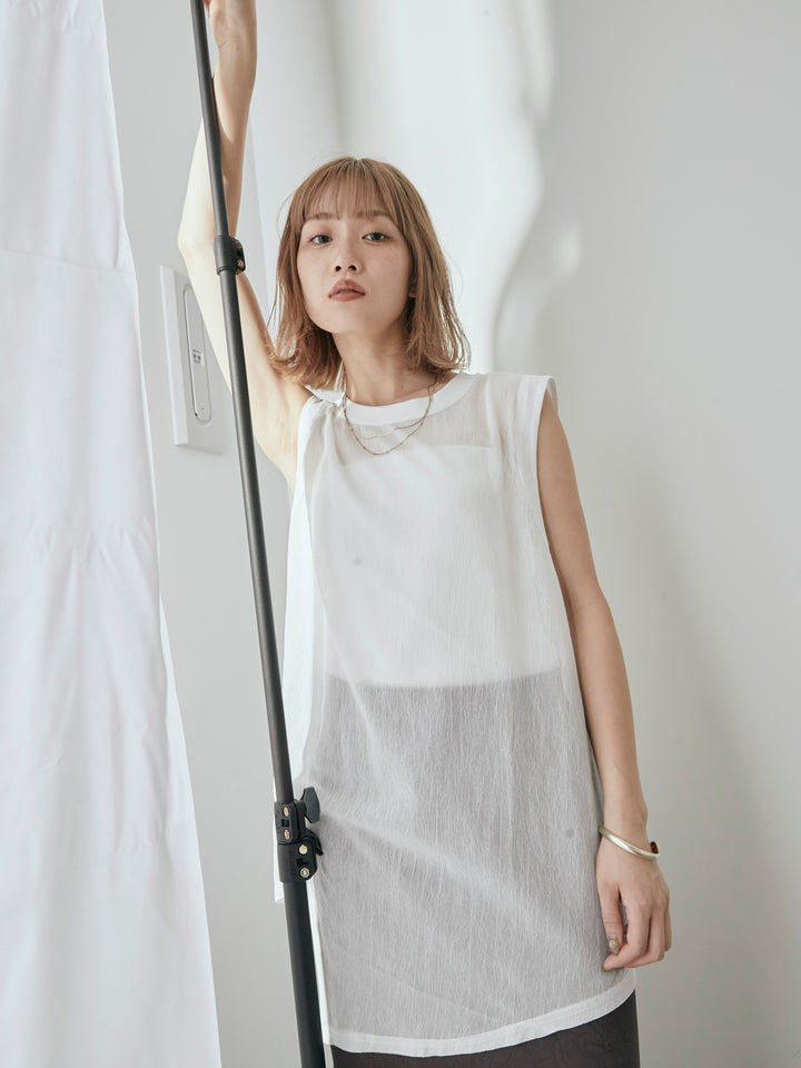 [予約]シアーワッシャーアシンメトリープルオーバー/ホワイト