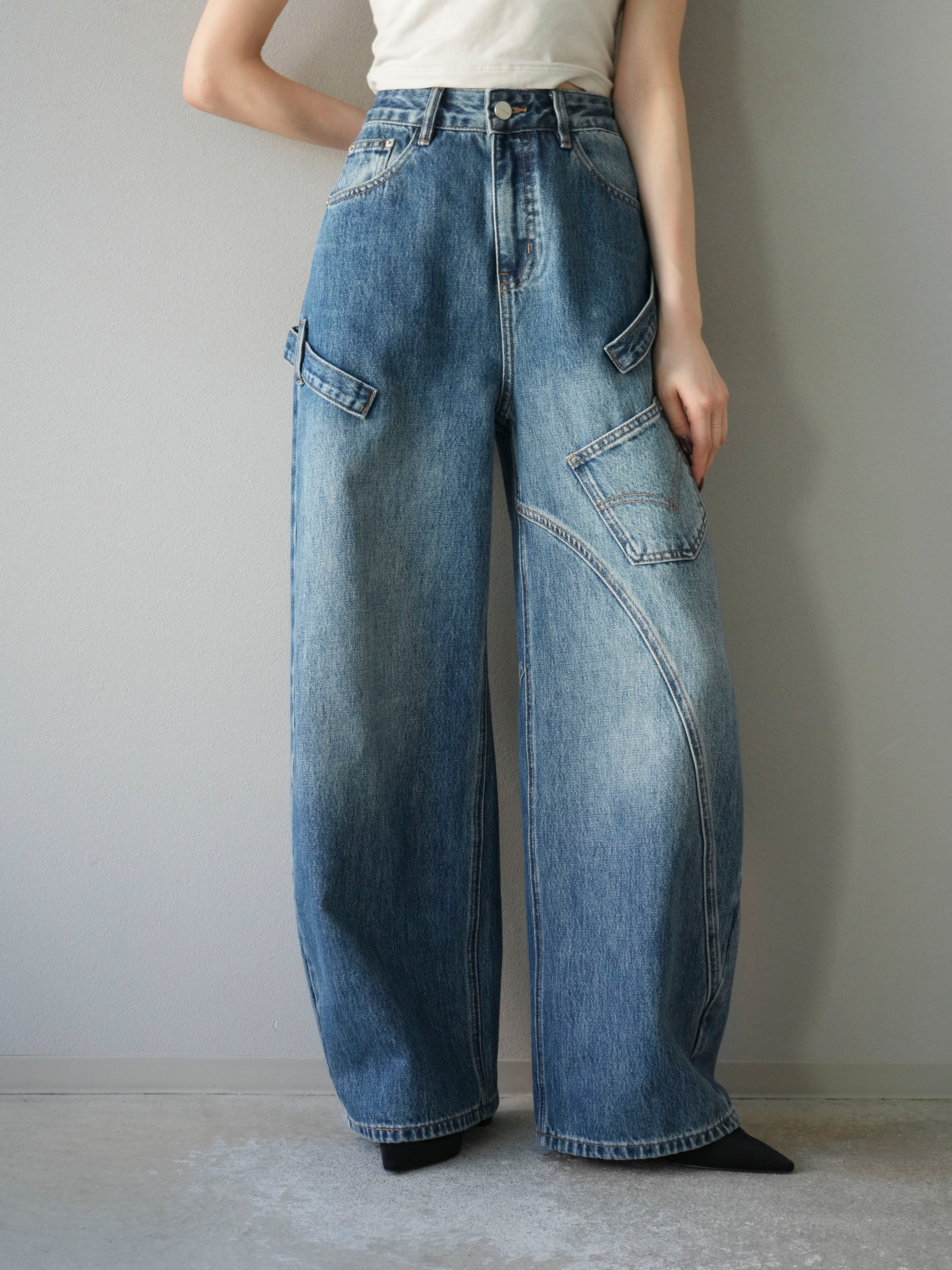 予約]ペインターカーブデニムパンツ/ブルー – Lumier