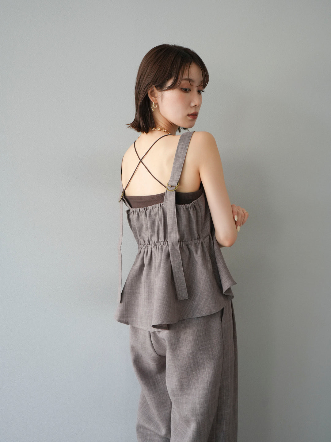 [予約]リネンライクビスチェ/モカ