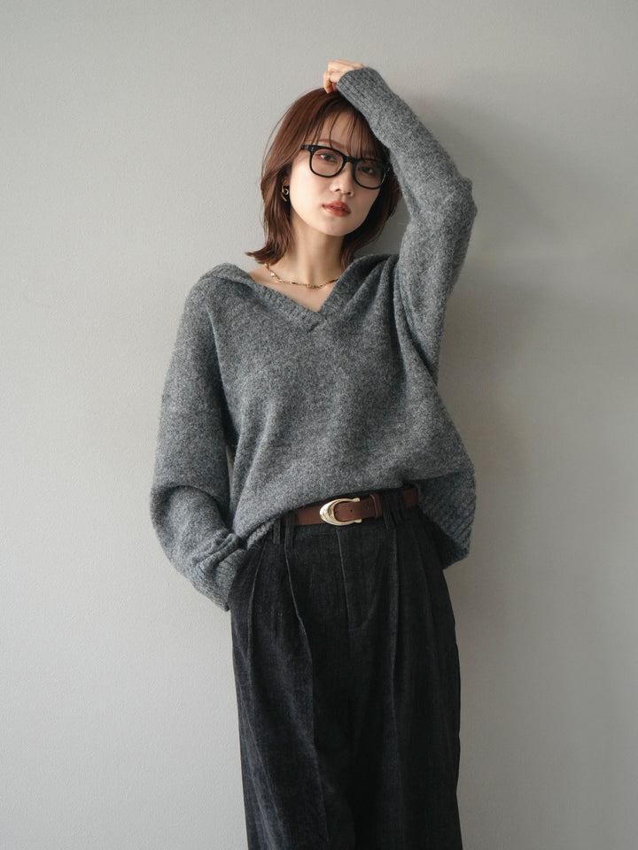 [予約]スキッパーニットプルオーバー/darkgray