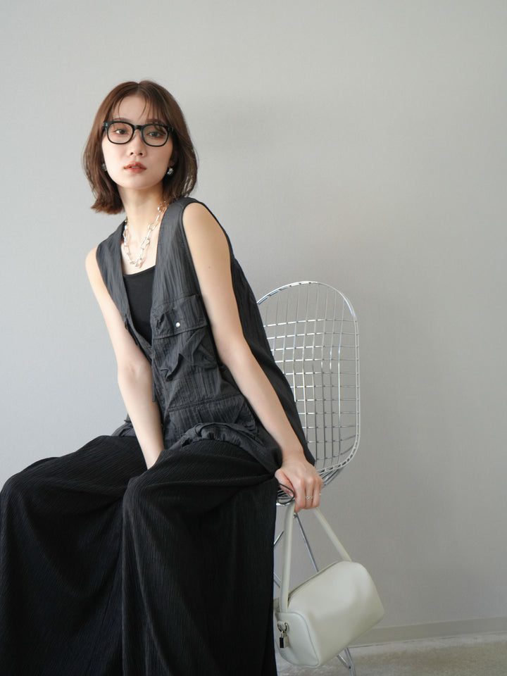 [予約]ナイロンBIGポケットシアーベスト/チャコール