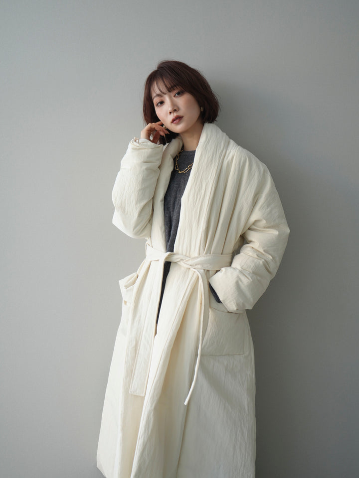 [SET]ストール付ケーブルニットプルオーバー&ロングスカートSET UP+ロングダウンコート(2set)