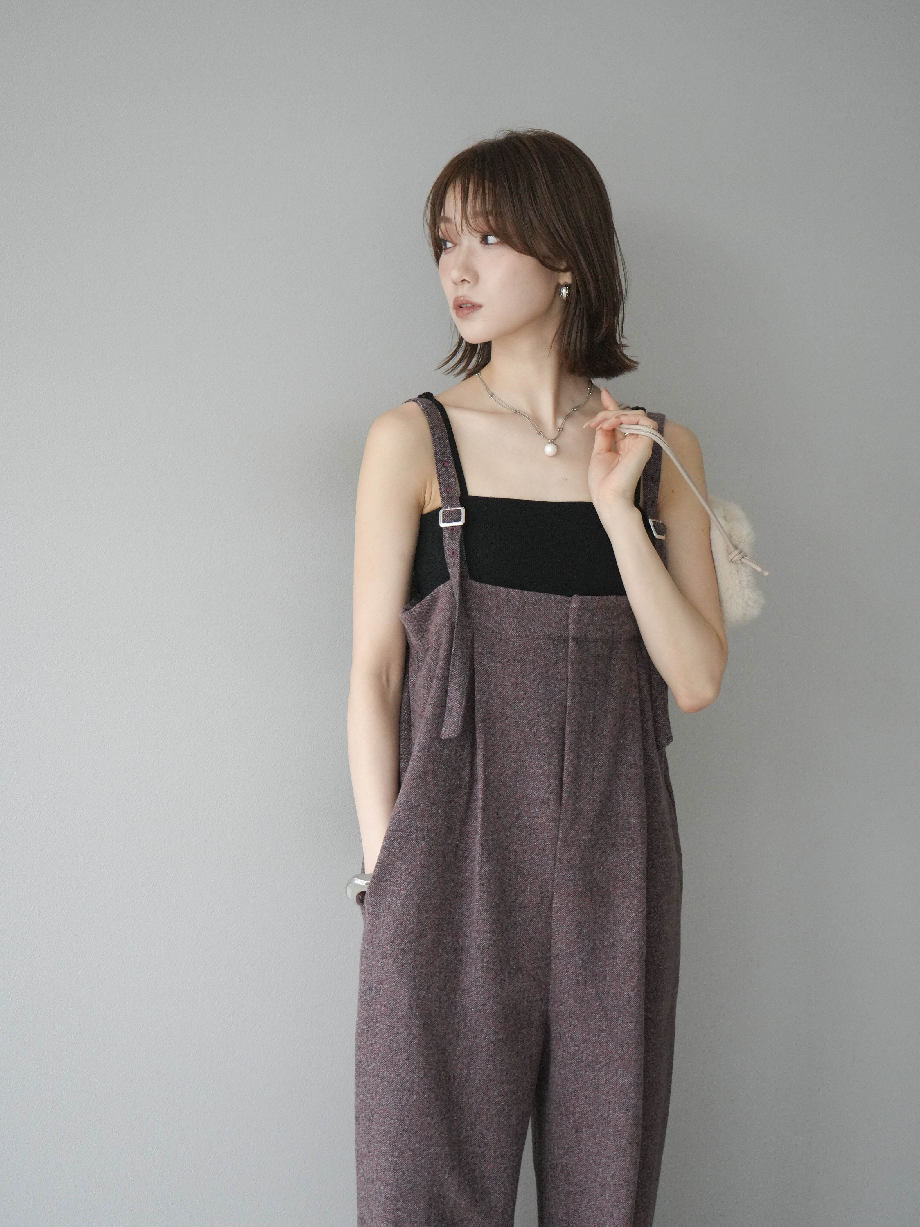 予約]ツイードベアサロペット/オレンジ – Lumier