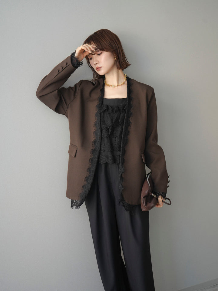 [SET]ノーカラーレースジャケット+選べるアクセセット(2set)