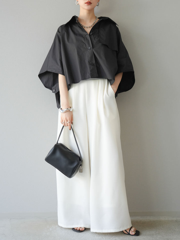 [予約]ポンチョショートシャツ/ブラック