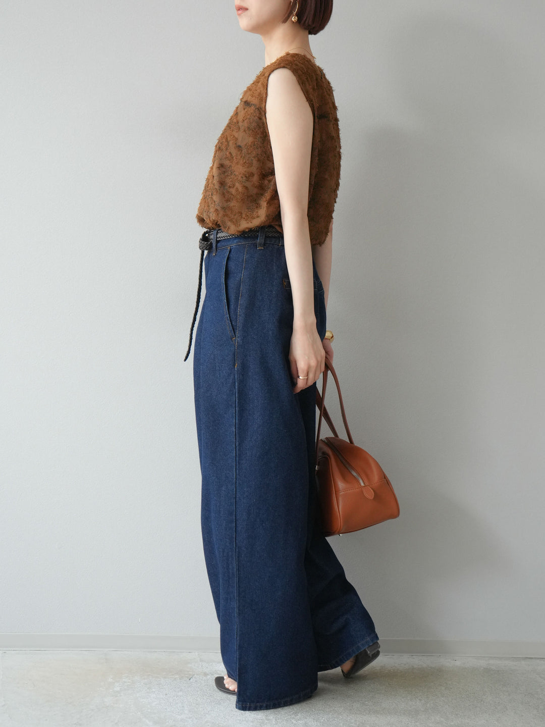 [予約]ダブルタックワイドデニムパンツ/インディゴ