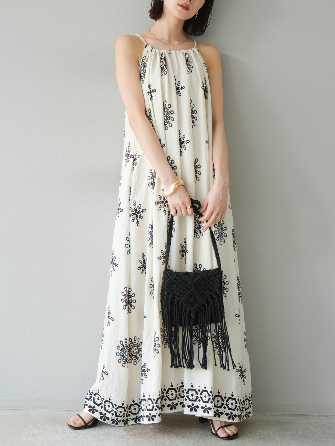 【預購】民族風吊帶洋裝/象牙白
