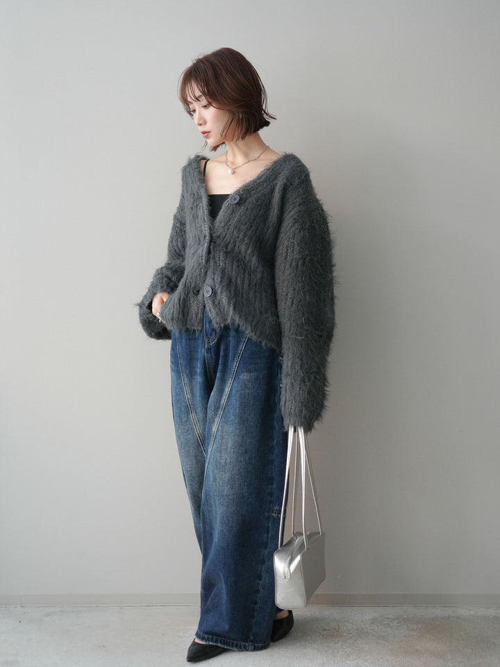 [予約]裏起毛加工デニムカーブパンツ/darkblue