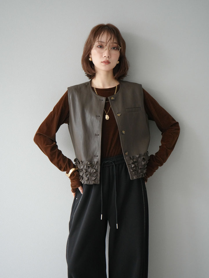 [予約]シアーベロアフィンガーホールトップス/ブラウン