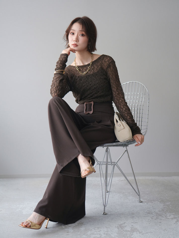 [予約]バックラウンドジャガードレーストップス/brown