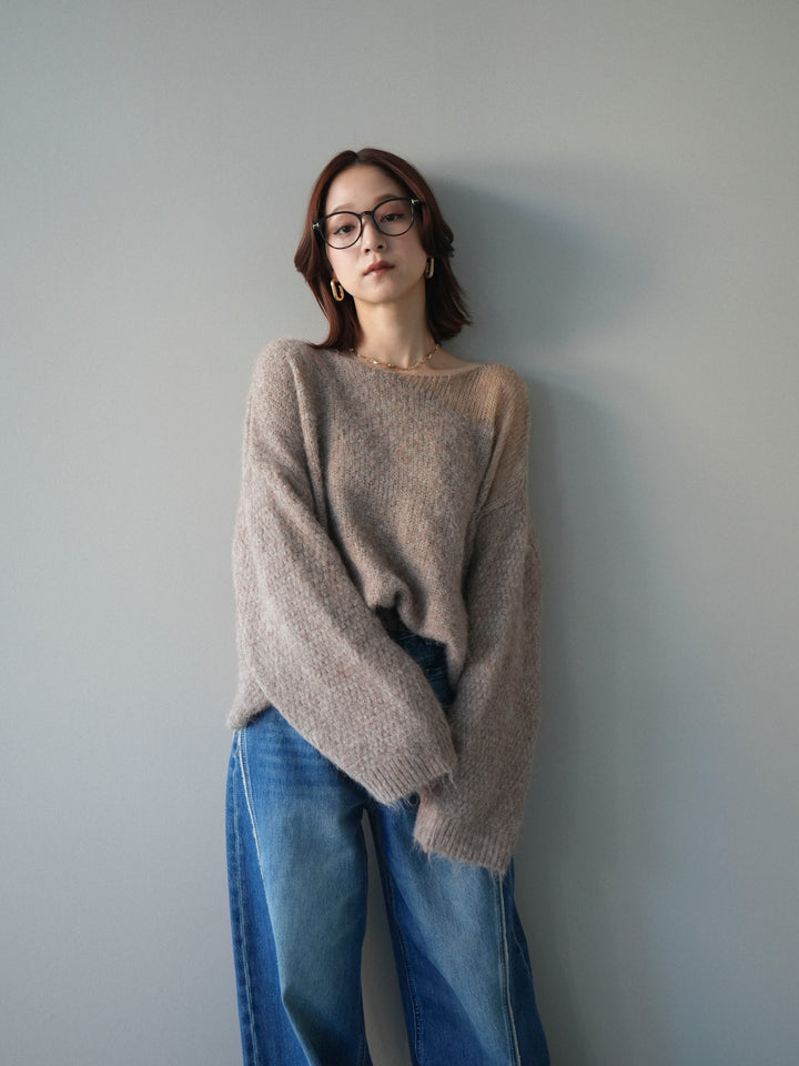 [SET]透かしデザインニットプルオーバー+透かしデザインニットプルオーバー(2set)