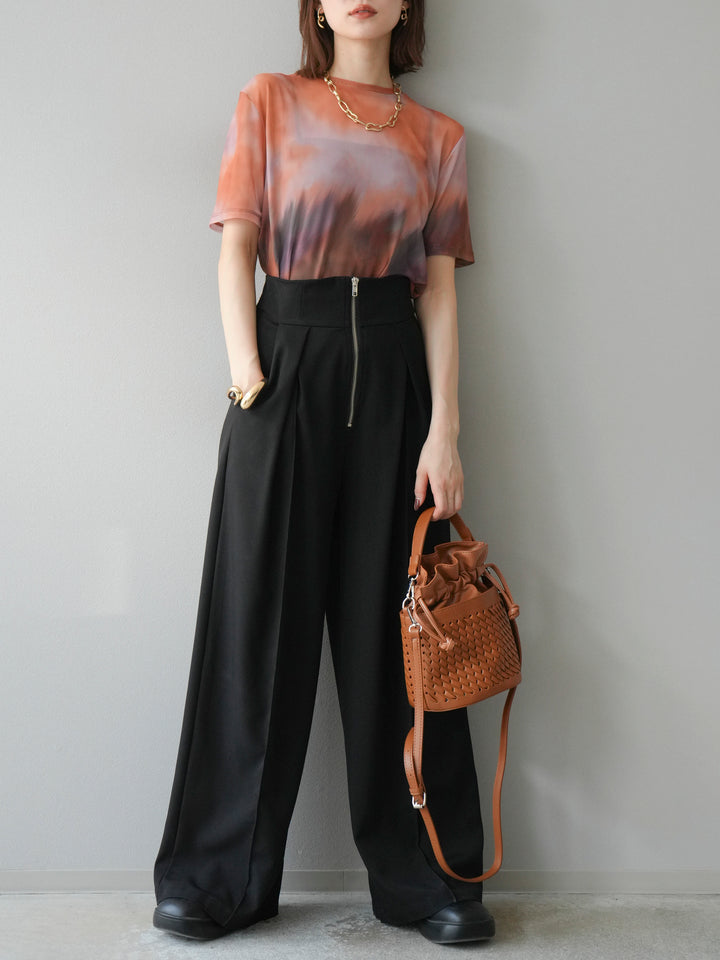 [予約]タイダイ柄シアーハーフトップス/オレンジ