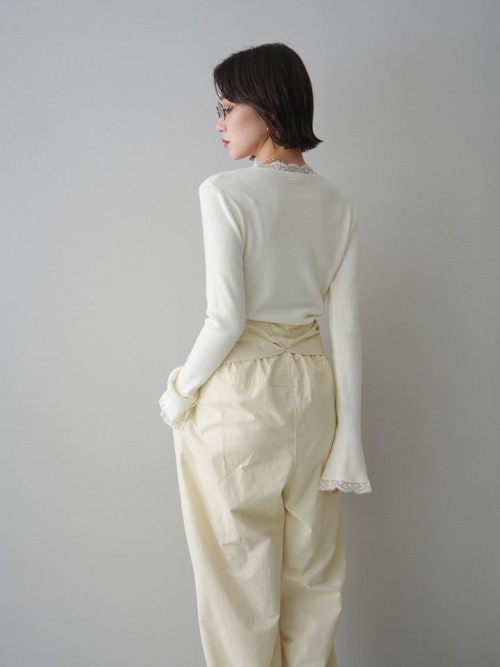 [SET]レースドッキングVネックニットトップス+レースドッキングVネックニットトップス(2set)