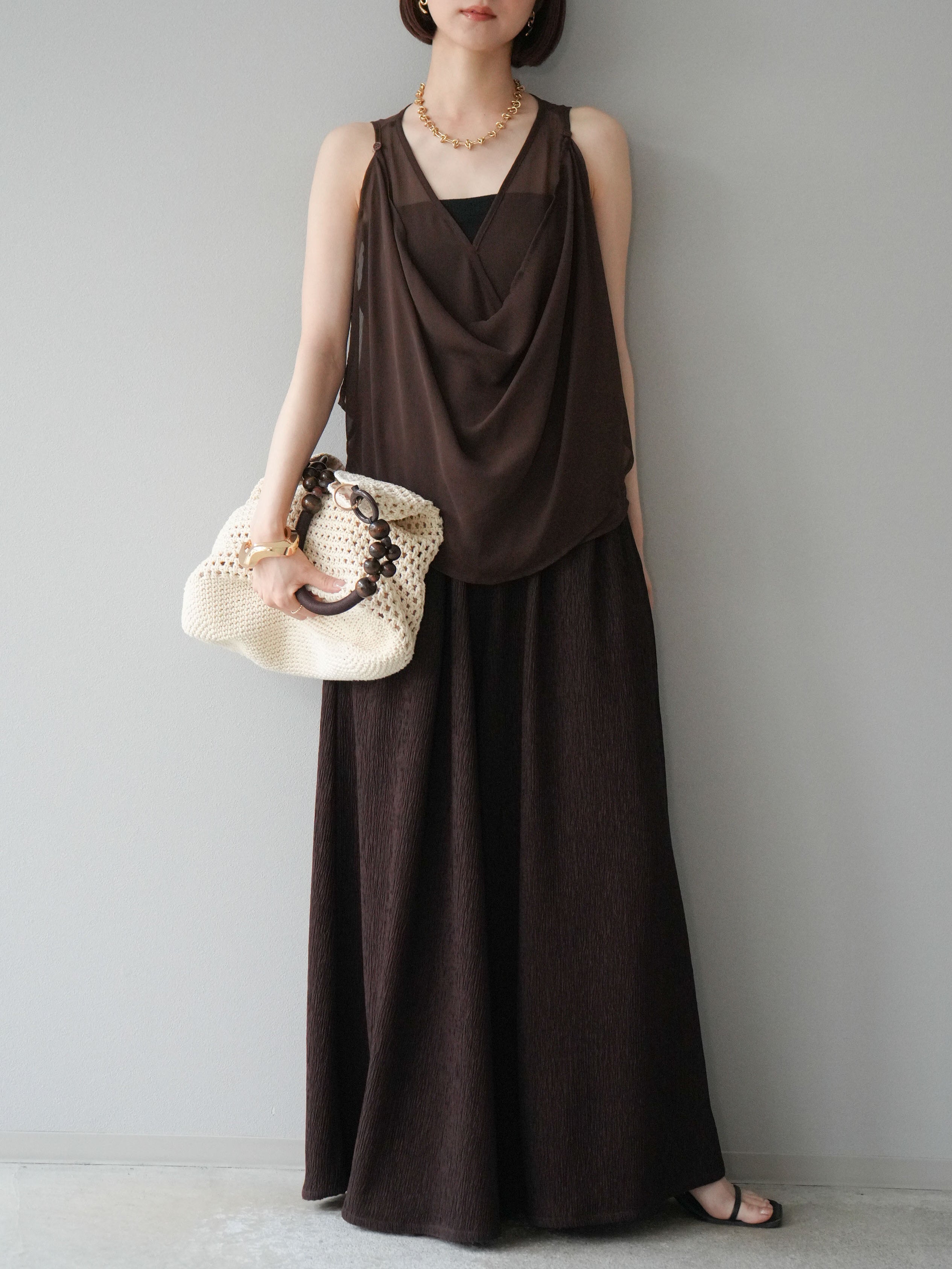 LOUNIE ブラウン ノースリーブドレス 商品一覧｜LOUNIE（ルーニィ）公式サイト／公式オンラインストア