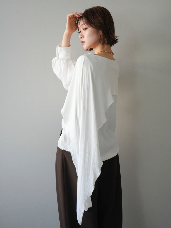 [予約]シルキードレープブラウス/white