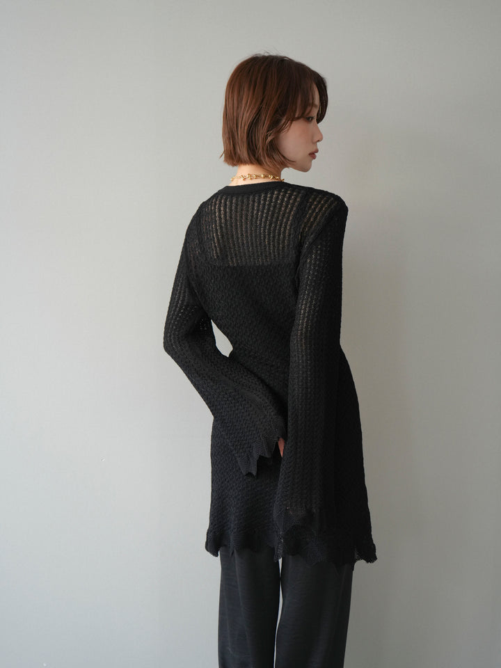 [予約]ヘンリーネックニットチュニック/black