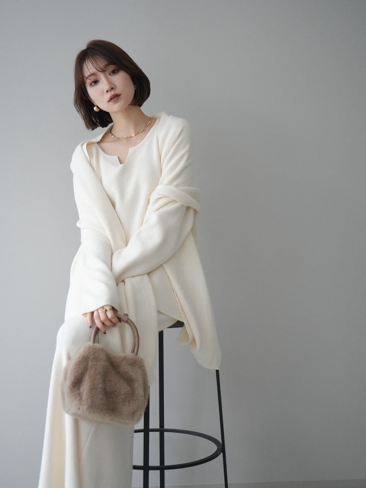 [SET]ストール付キーネックニットSET UP