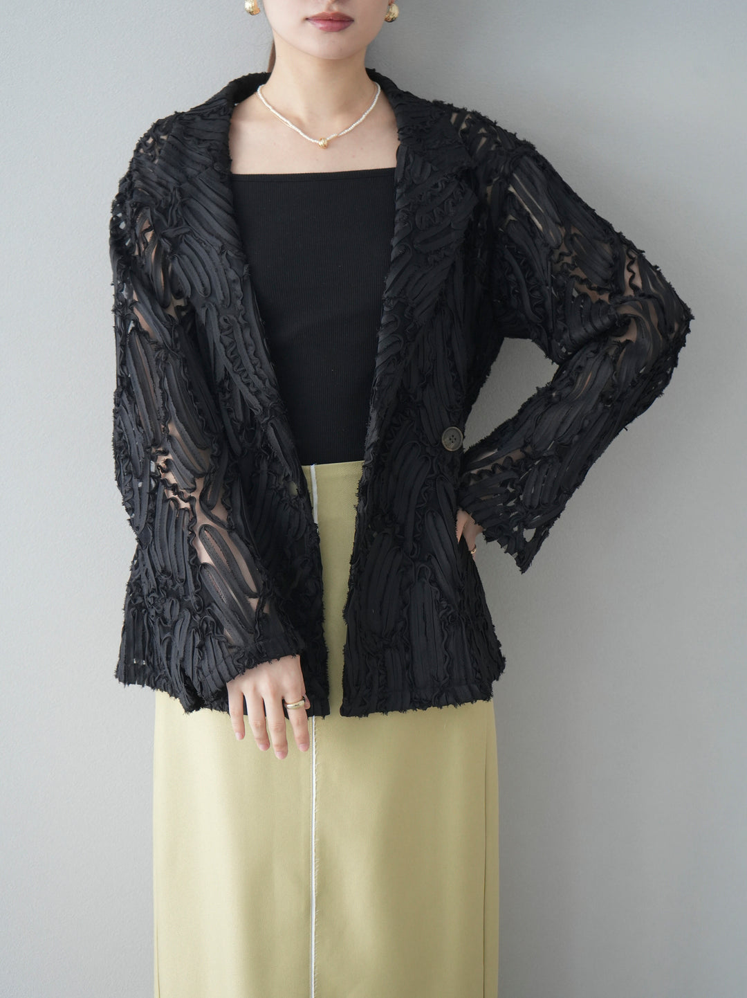 [予約]シアージャガードテーラードジャケット/ブラック