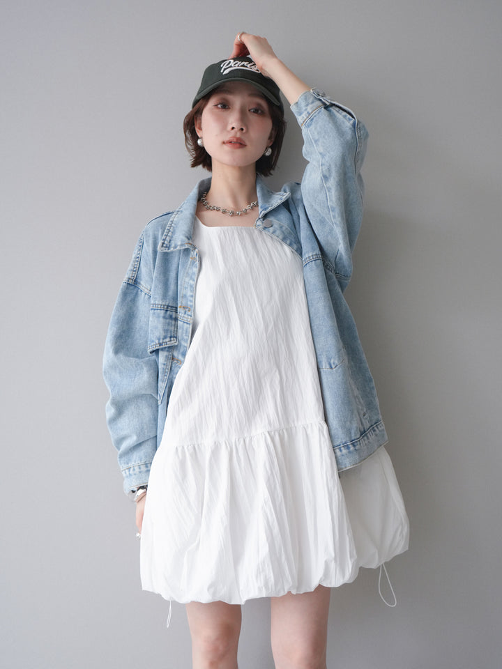 [予約]ドロストバルーンミニワンピース/white