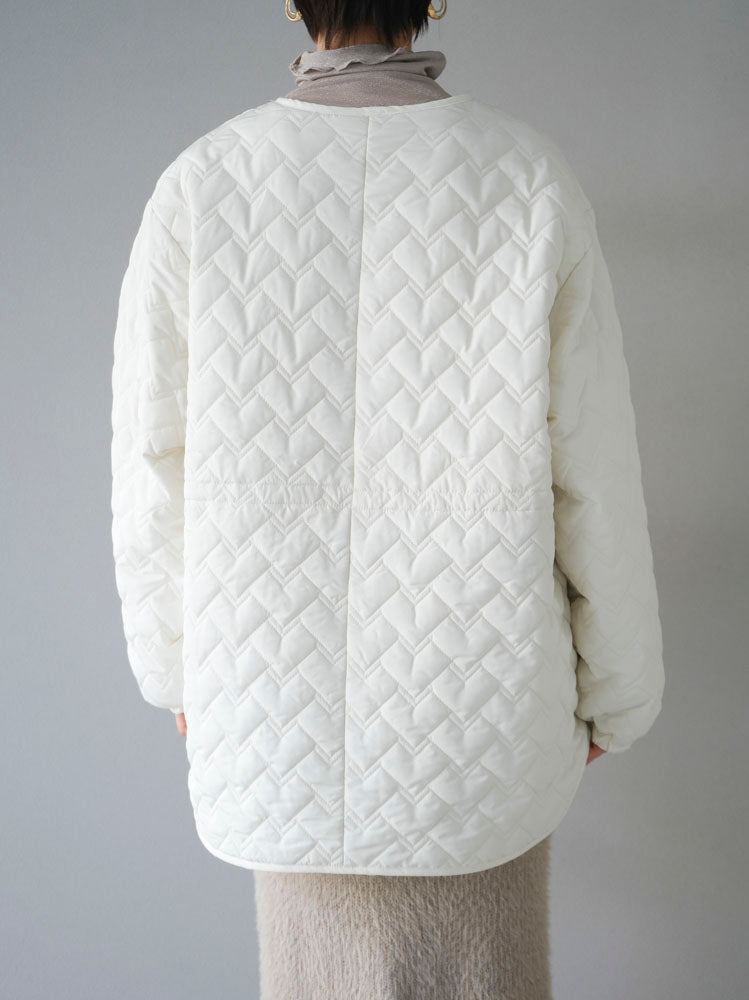 [Pre-order] Geometric quilted drawstring design jacket/ivory