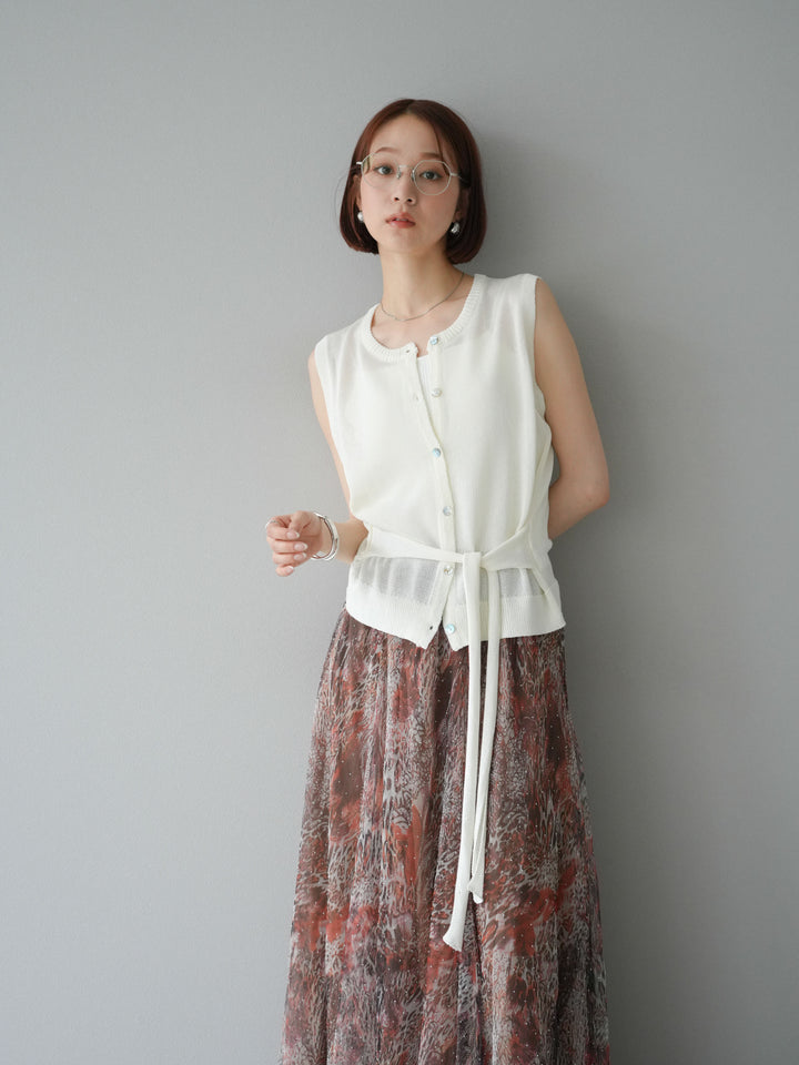 [予約]ウエストベルトニットベスト/アイボリー