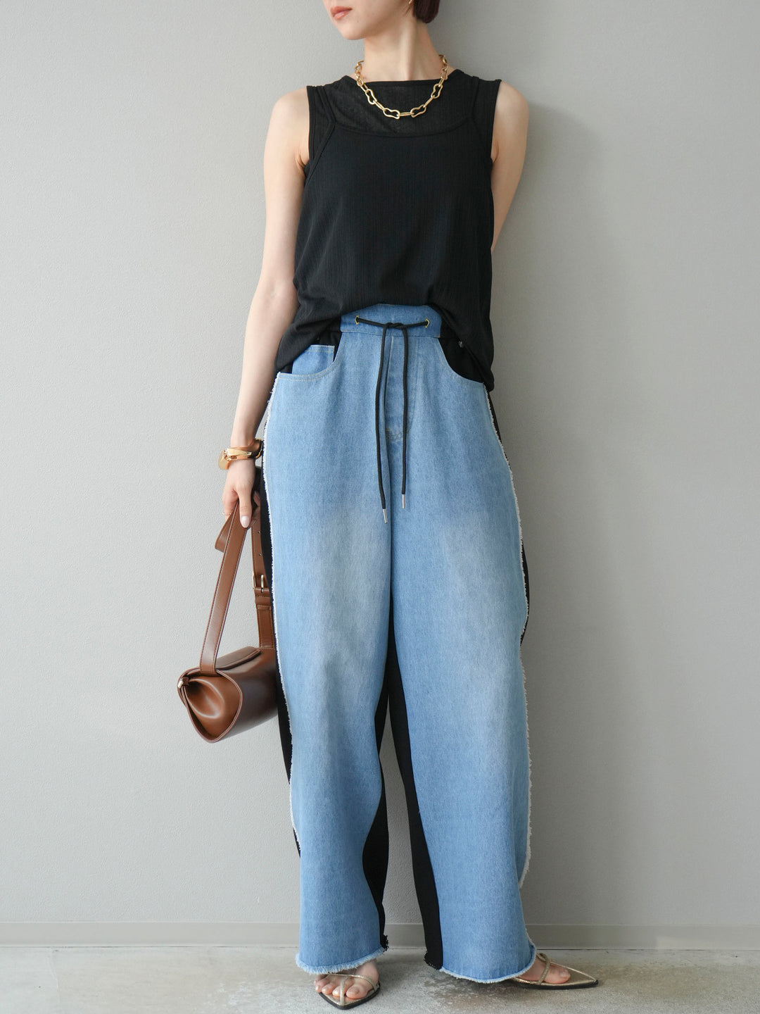 [予約]アイスタッチ2WAYデザインキャミタンク/ブラック