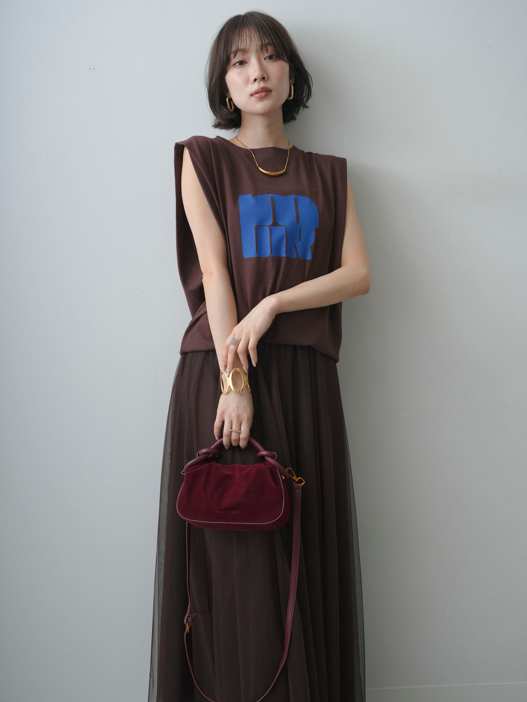[先行販売！]ショルダータックノースリーブオーバーTEE+ショルダータックノースリーブオーバーTEE(2set)