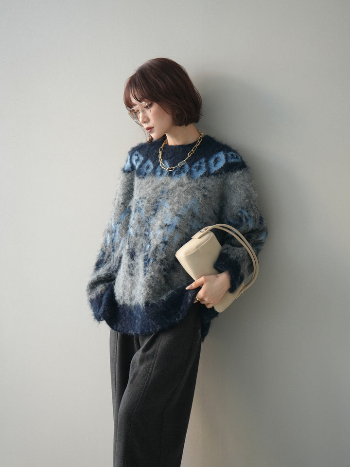 [SET]シャギーニュアンス柄ニットプルオーバー+シャギーニュアンス柄ニットプルオーバー(2set)