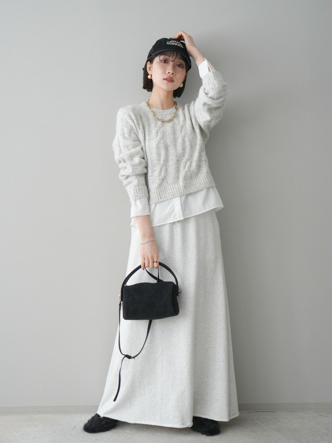 [予約]スウェットフレアロングスカート/oatmeal