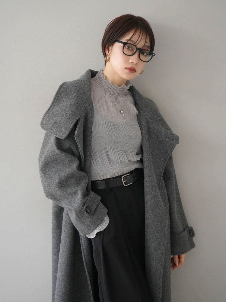 [Pre-order] Faux wool stand-up collar coat/charcoal