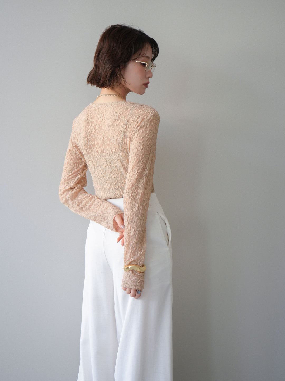 [予約]レースボディスーツ/beige