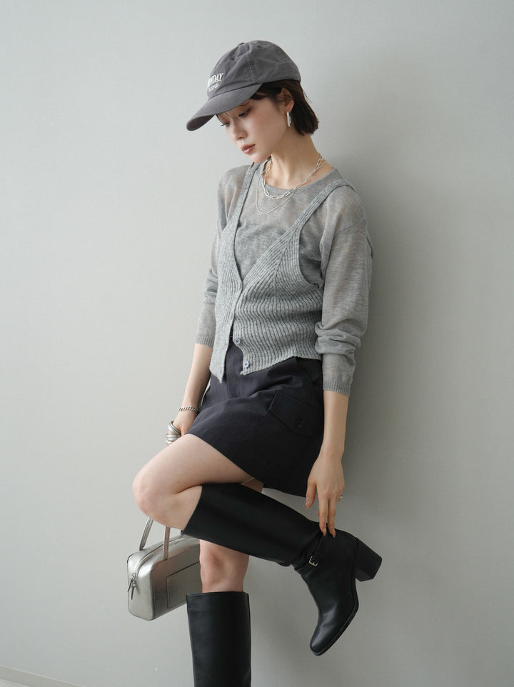 [予約]ビスチェアンサンブルシアーニット/gray