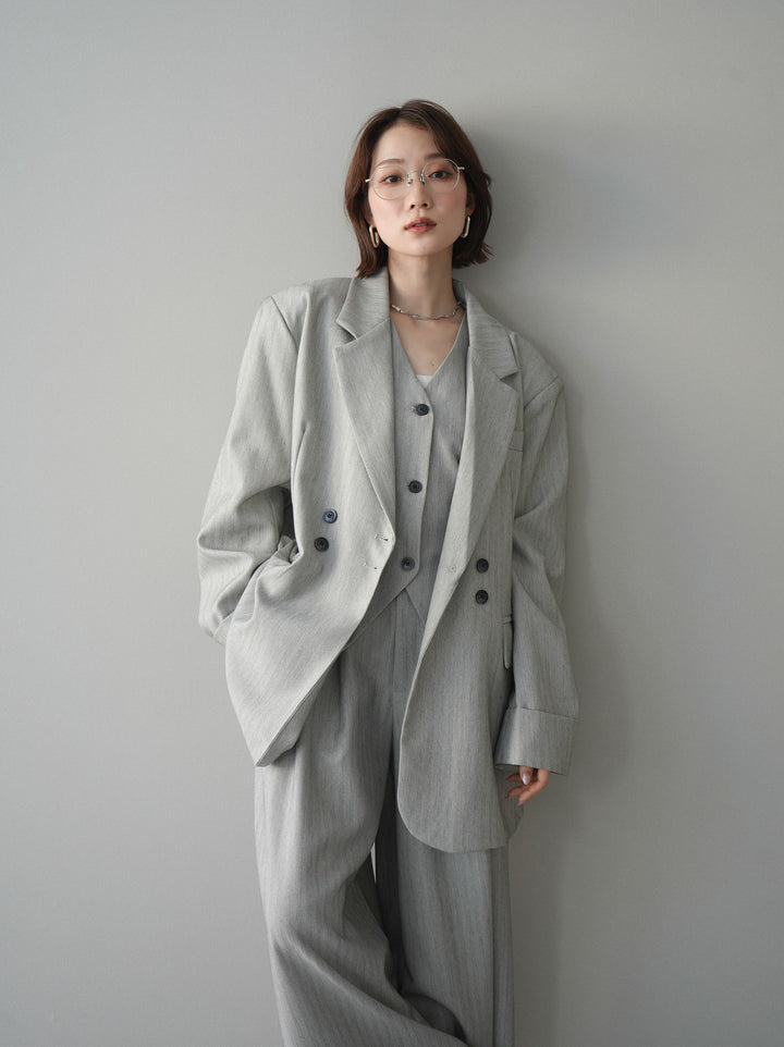 [予約]ダブルボタンヘリンボーンジャケット/lightgray
