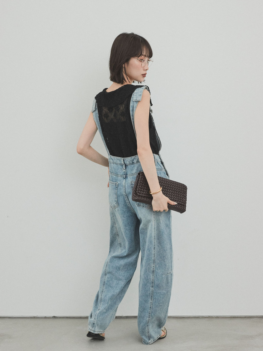 [予約]センターシームデニムサロペット /ライトブルー