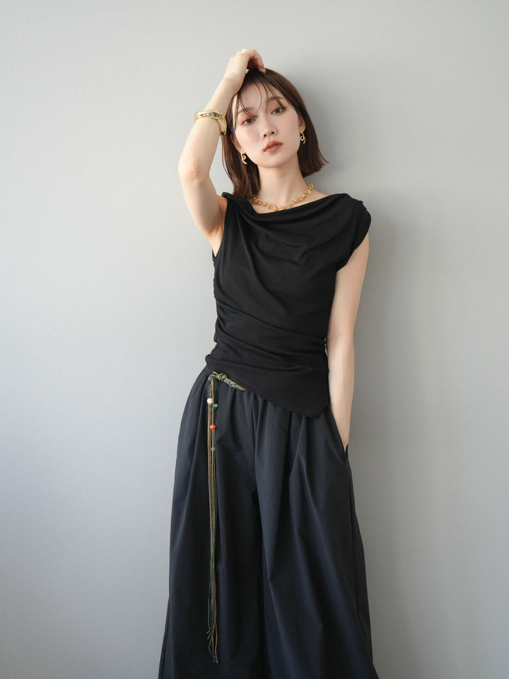 [SET]タックデザイントップス＆ビーズベルト付きパンツSET UP(2set)