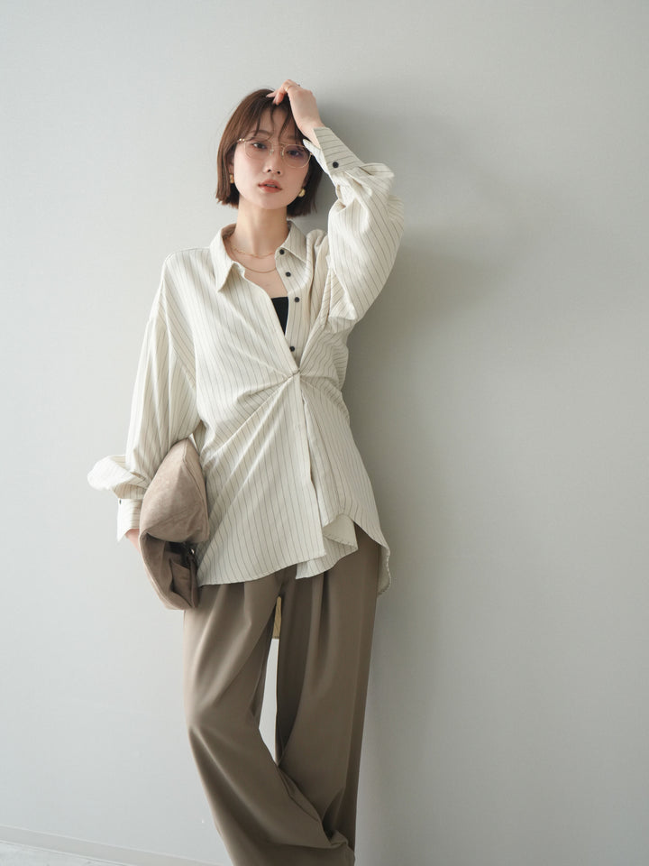 [予約]2WAYカシュクールストライプブラウス/beige
