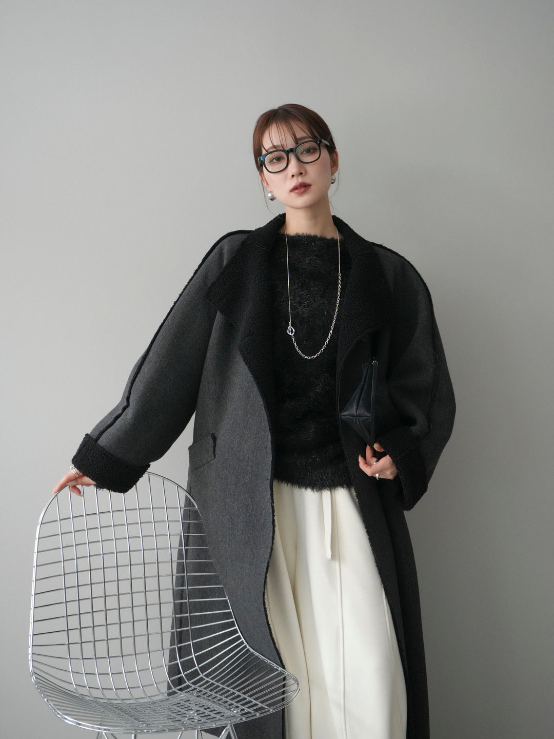 [予約]アウトシーム裏ボアコート/black