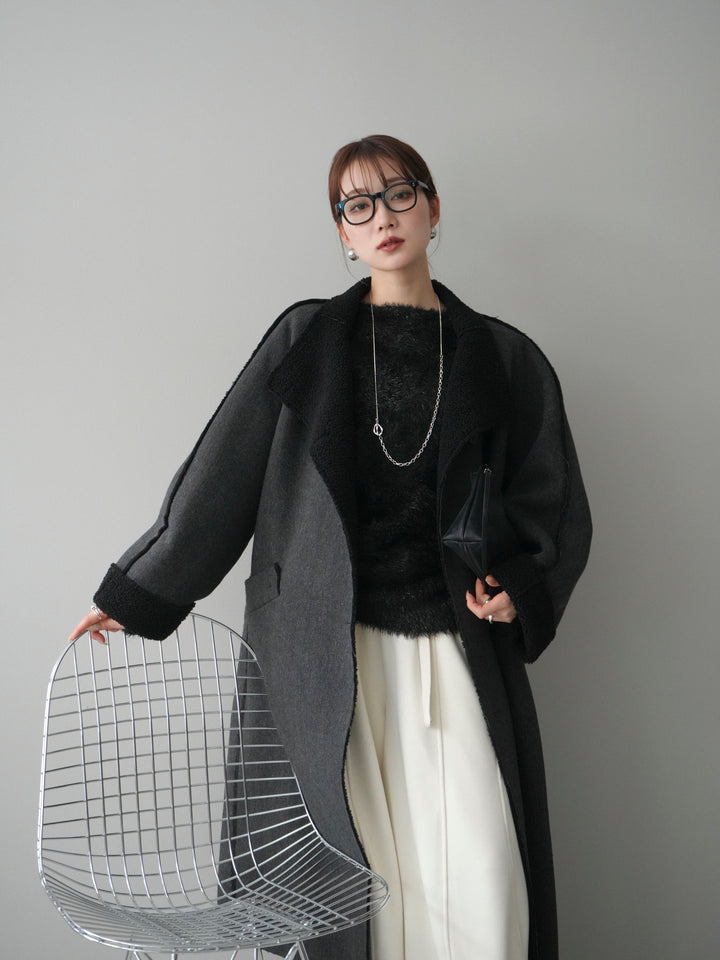 [予約]アウトシーム裏ボアコート/black