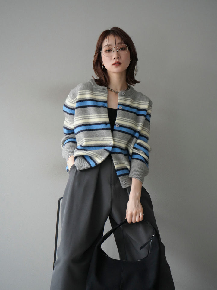 [SET]マルチボーダーニットカーディガン+選べるアクセセット(2set)