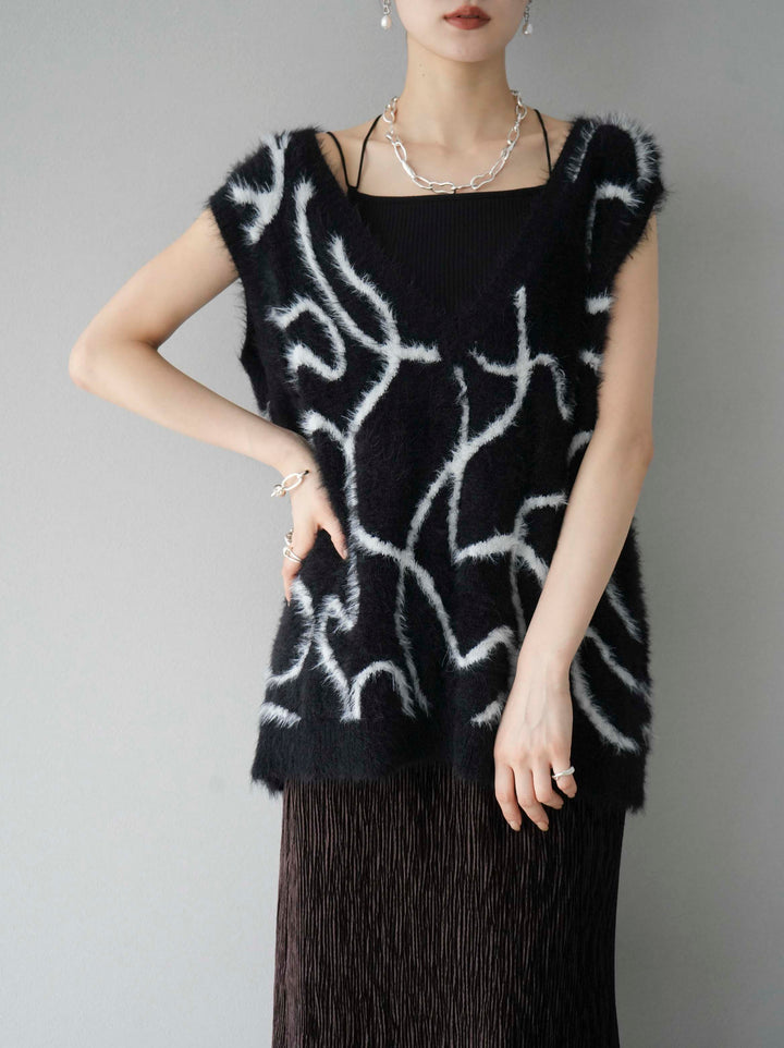 [SET]ラインシャギーニットベスト+選べるアクセセット(2set)