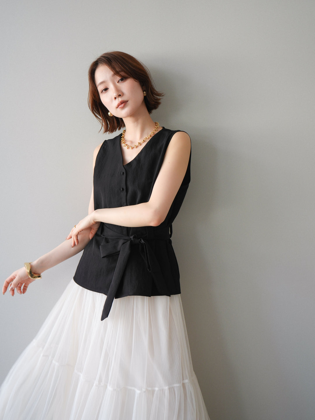 [予約]ウエストマークベスト/black