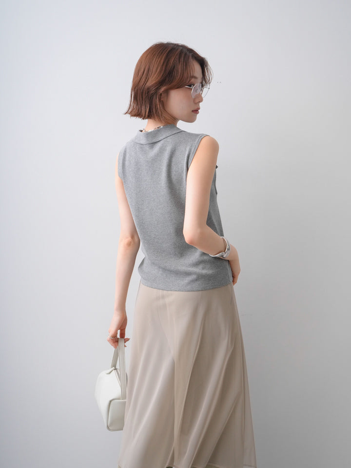 [予約]ポロWポケットノースリトップス/gray
