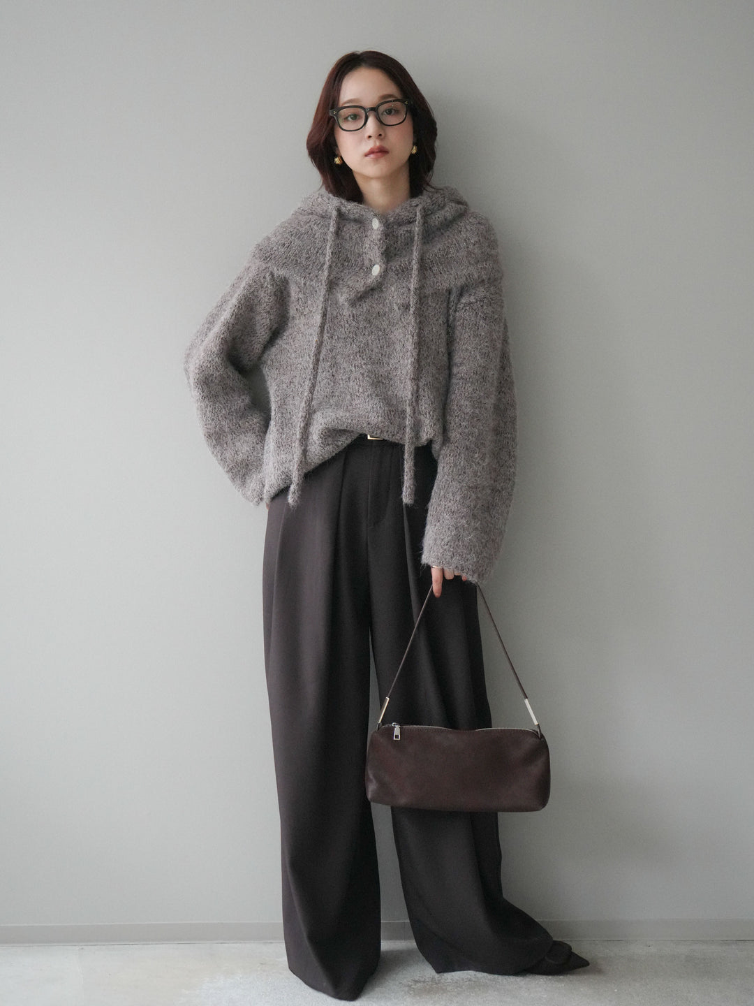 [SET]バラクラバSETニットプルオーバー+ベルトループデザインワイドパンツ(2set)