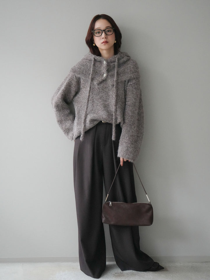 [SET]バラクラバSETニットプルオーバー+ベルトループデザインワイドパンツ(2set)