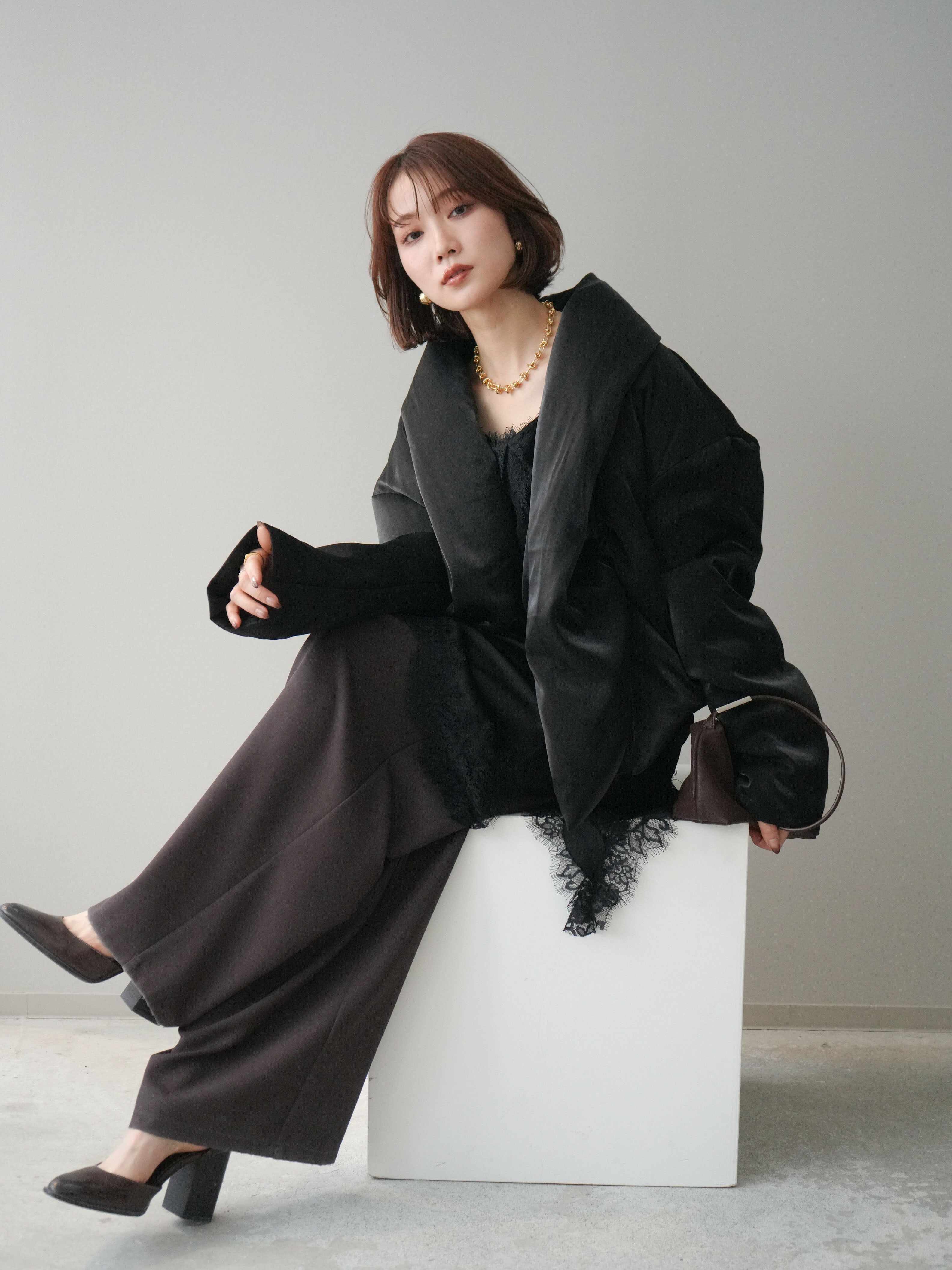 20%オフ]シャイニーアシンメトリーダウンジャケット/black – Lumier