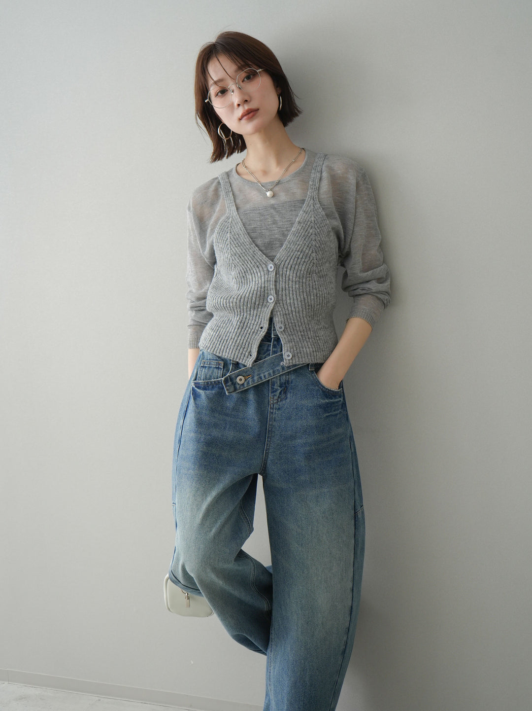 [予約]ビスチェアンサンブルシアーニット/gray