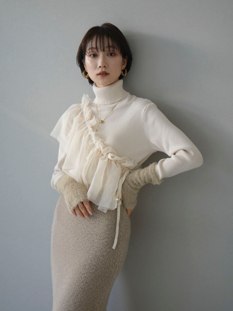 予約]チュールサッシュベルト/アイボリー – Lumier