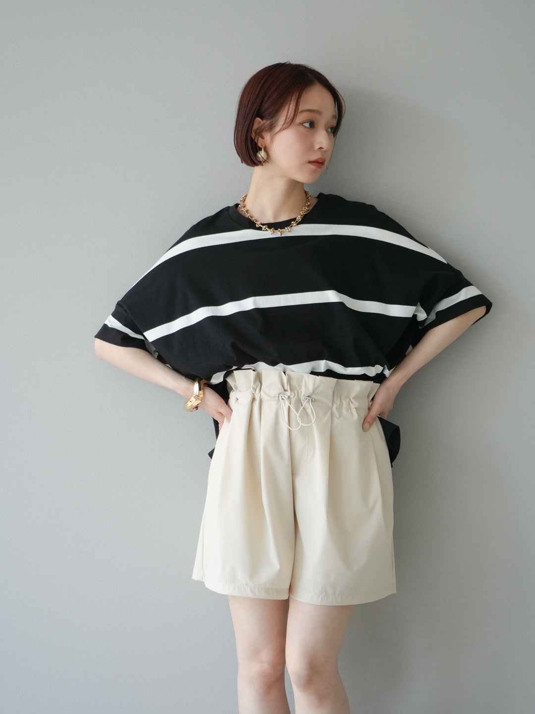 [予約]ボーダードルマンBIG Tシャツ/ブラック✕オフ